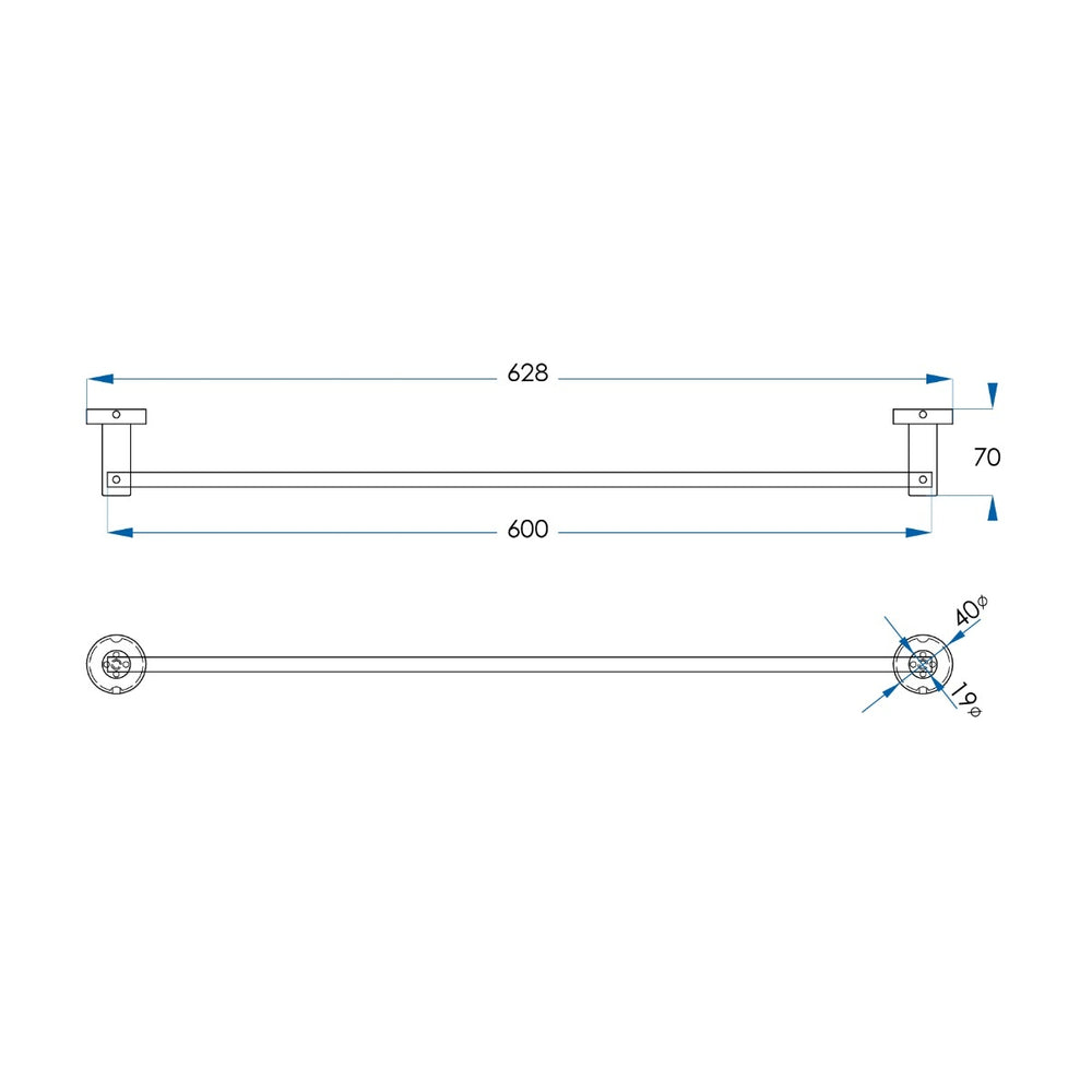 SPIN Towel Rail Brushed Nickel 600mm