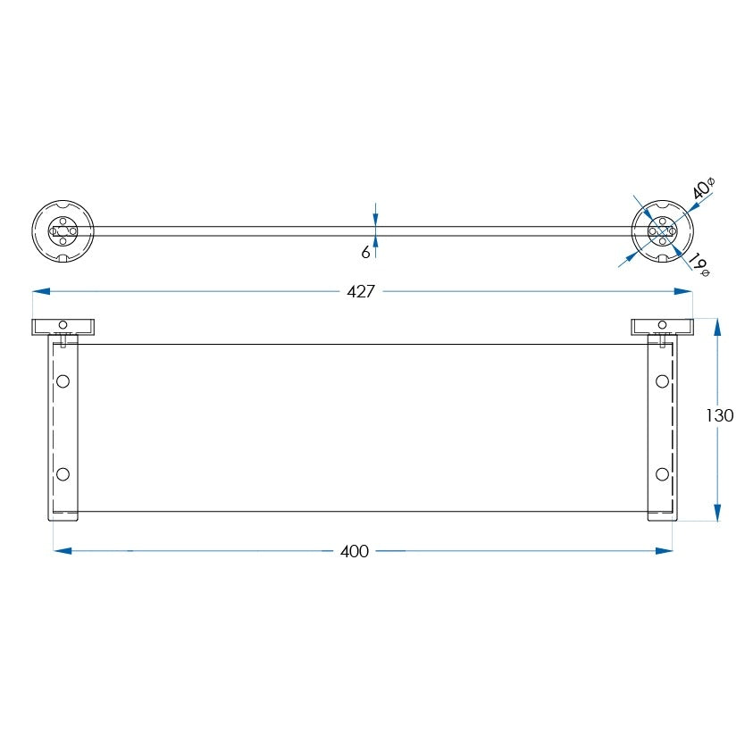 SPIN Glass Shelf Gunmetal 400mm