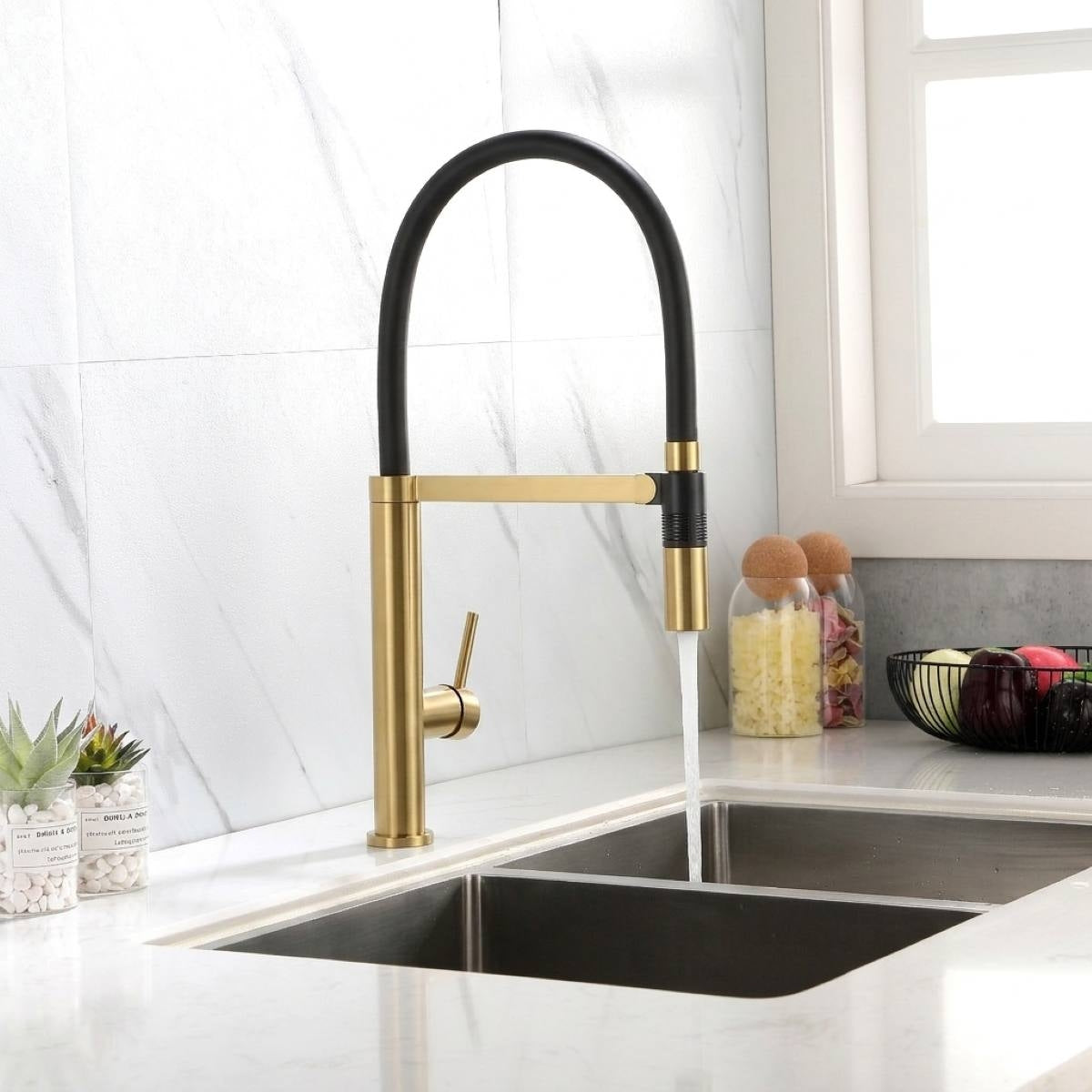 SPIN Pull Down Sink Mixer Brushed Brass