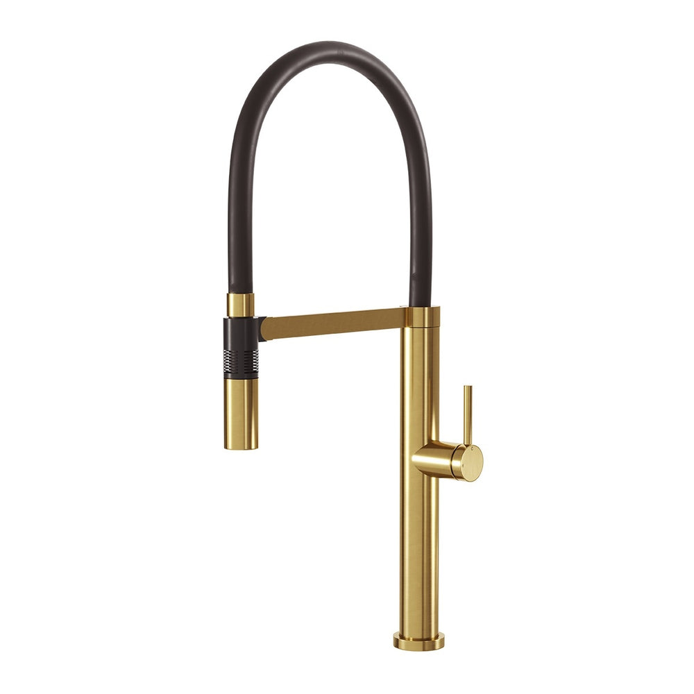 SPIN Pull Down Sink Mixer Brushed Brass