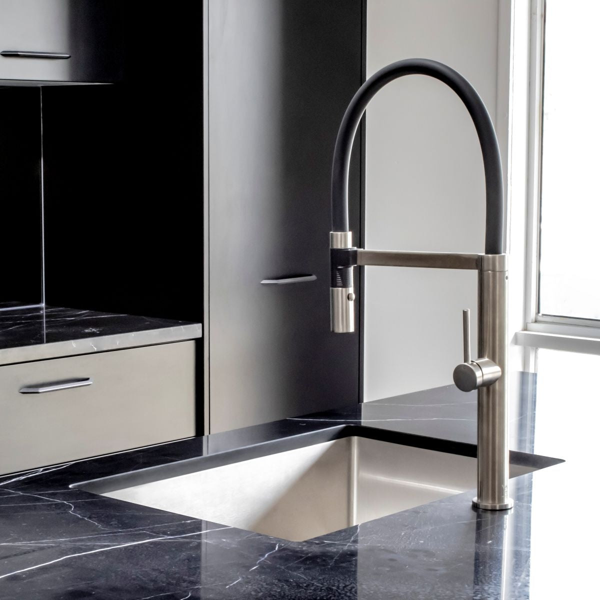 SPIN Pull Down Sink Mixer Brushed Nickel