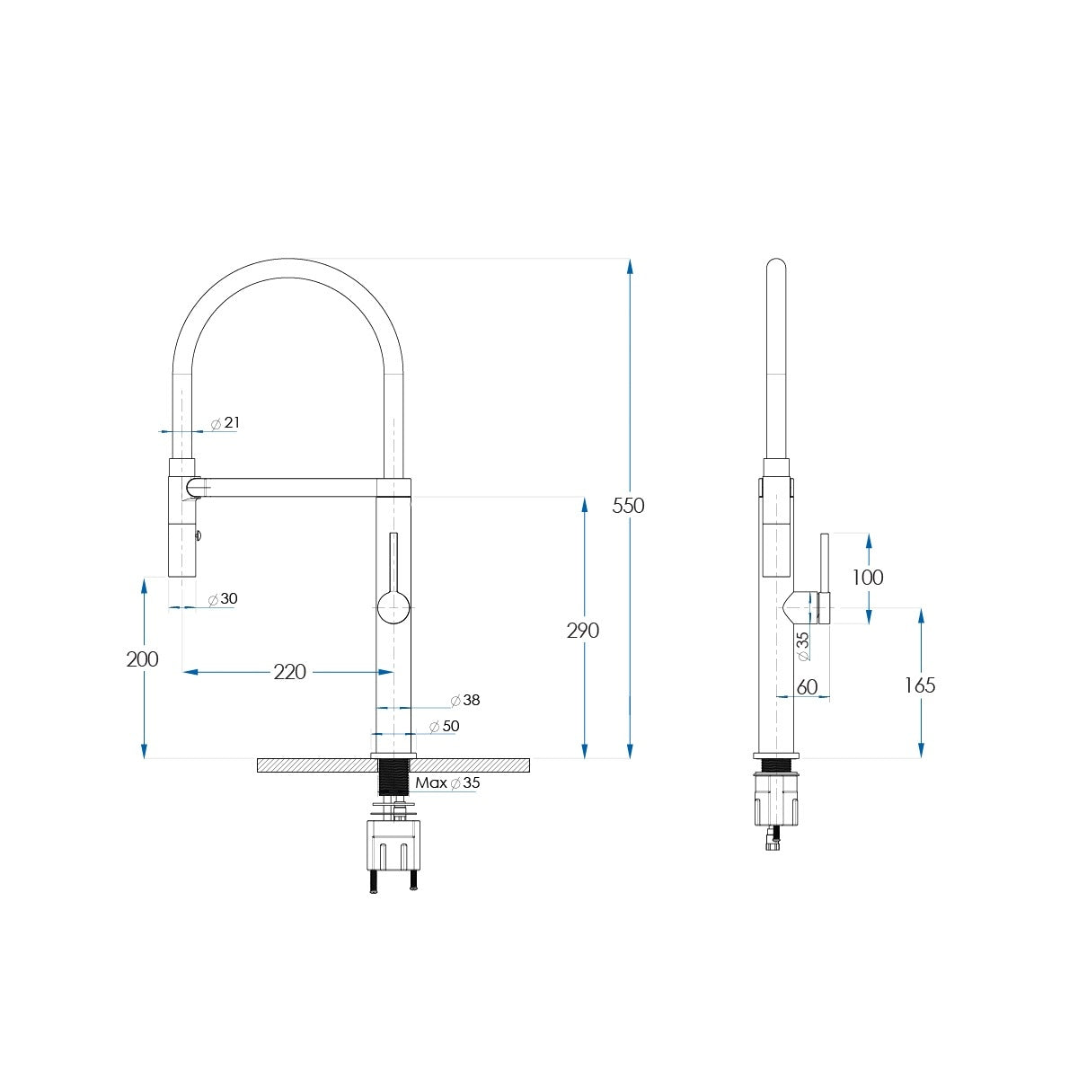 SPIN Pull Down Sink Mixer Matte Black