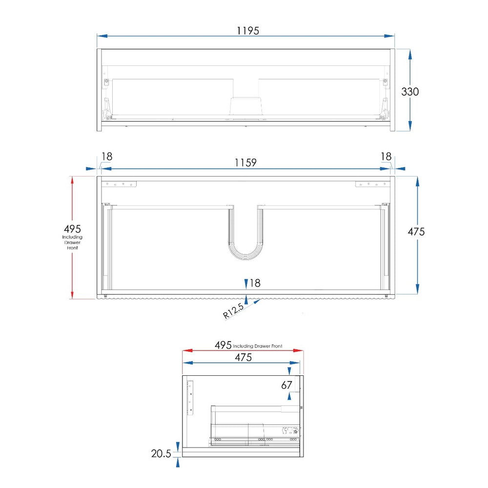 WAVE Wall Hung Vanity 1200mm Matte White