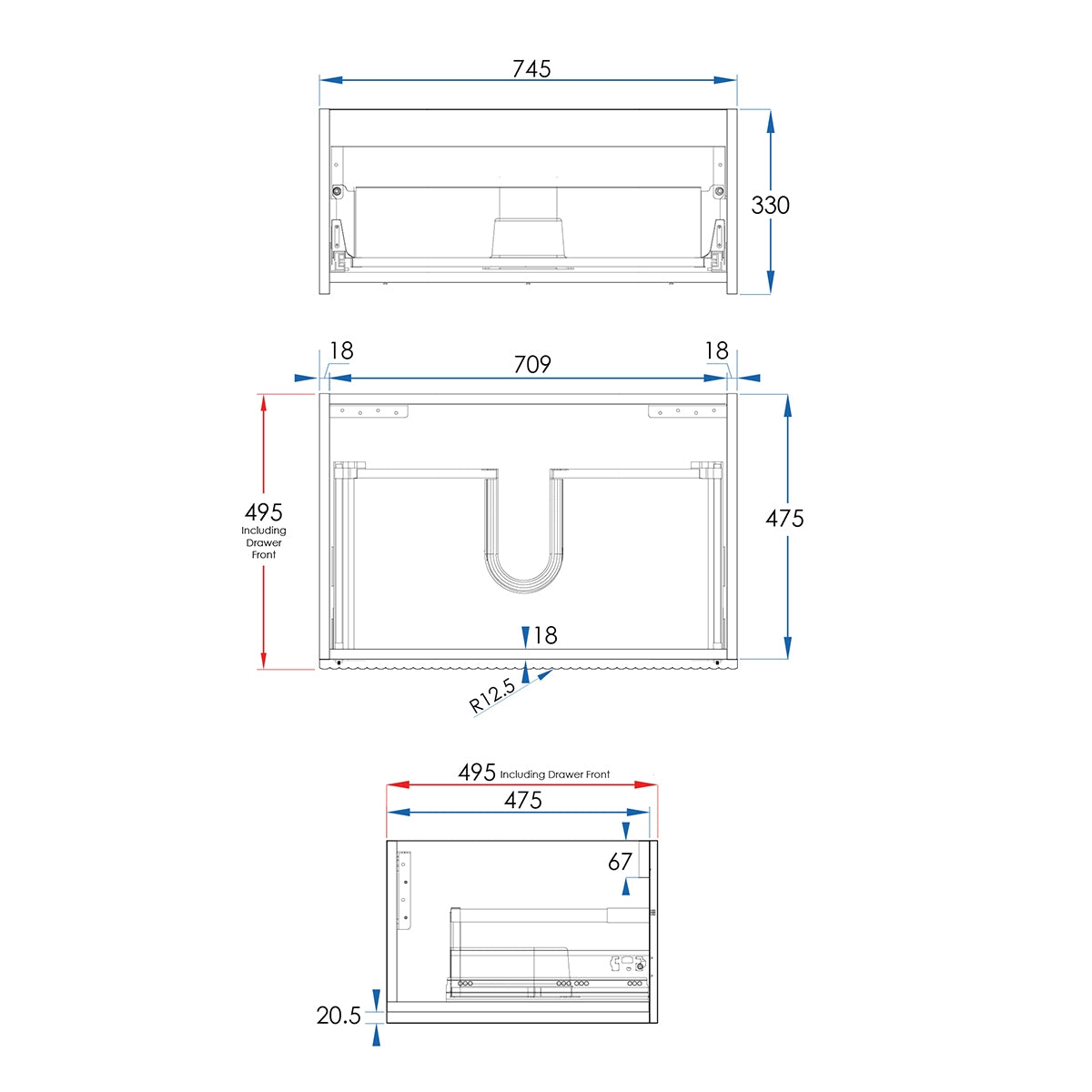 WAVE Wall Hung Vanity 750mm Matte White