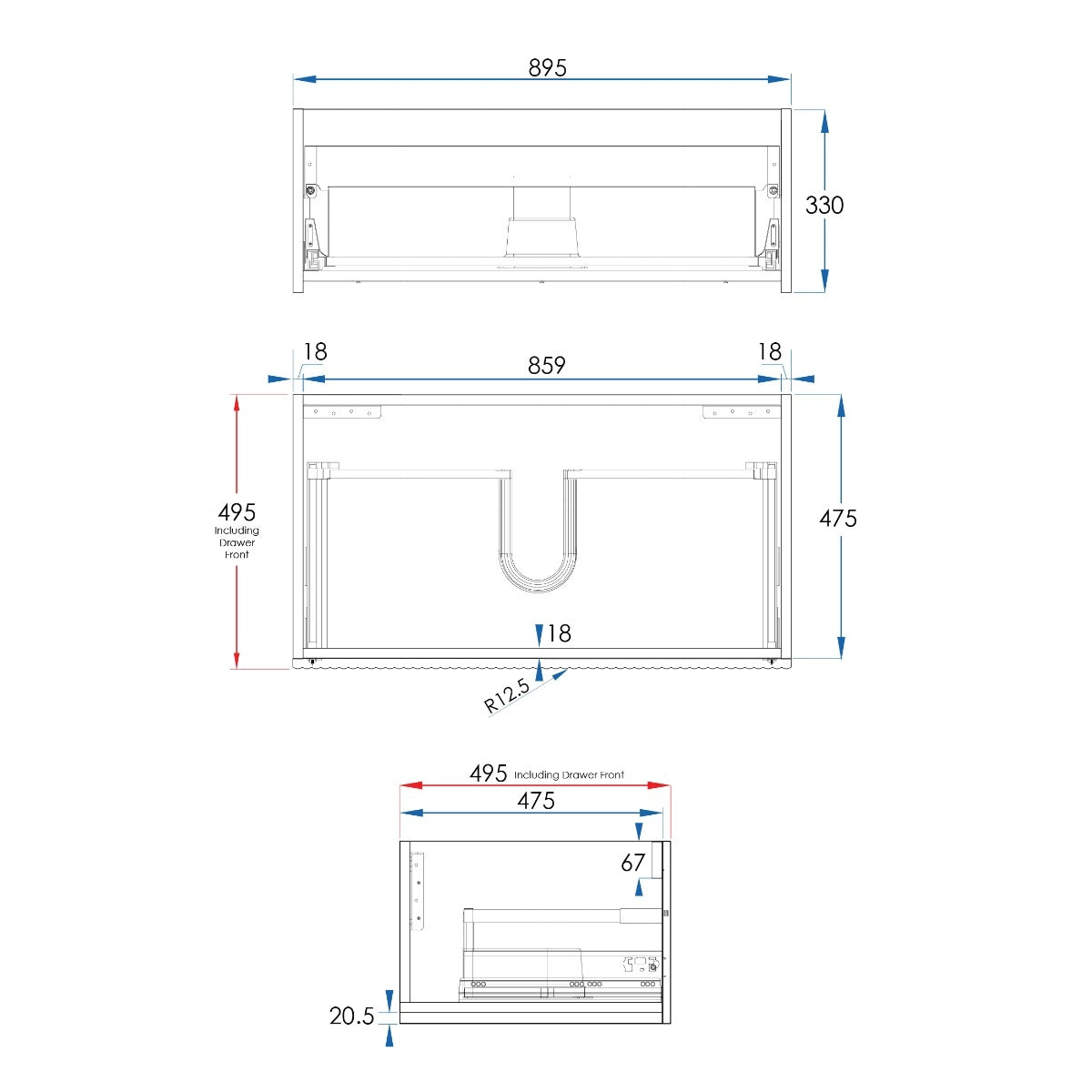 WAVE Wall Hung Vanity 900mm Matte White