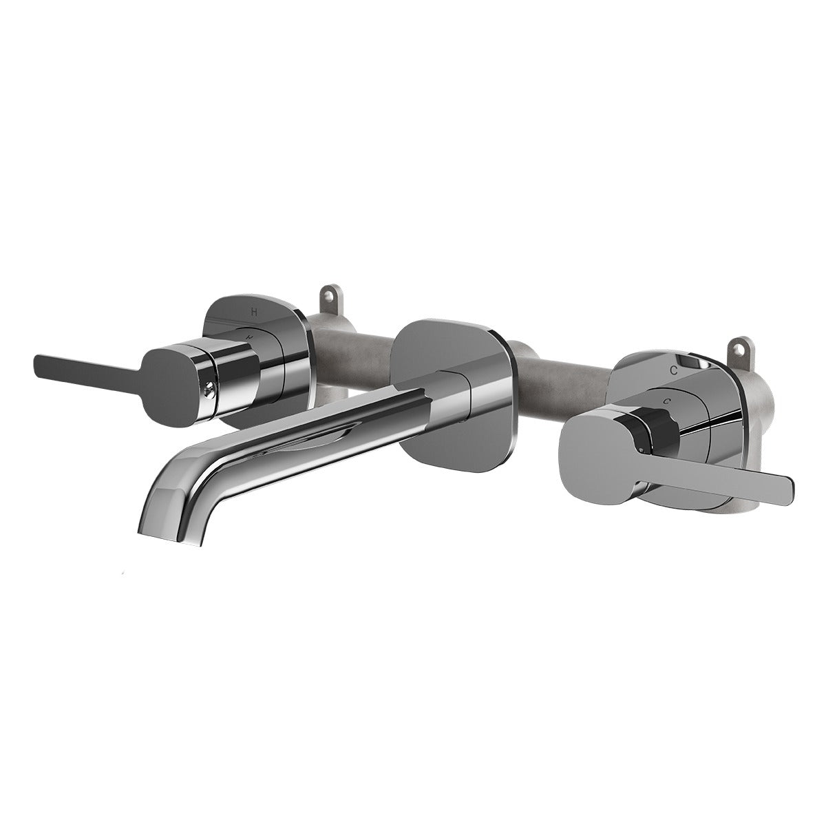 SYMMETRY In-Wall Top Lever Assemblies & 180mm Spout Kit Polished Stainless Steel