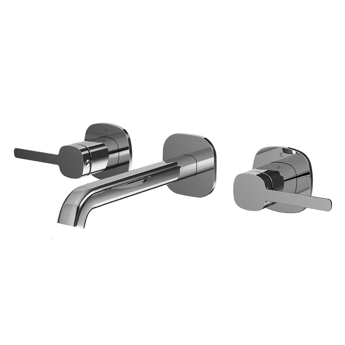 SYMMETRY In-Wall Top Lever Assemblies & 180mm Spout Kit Polished Stainless Steel