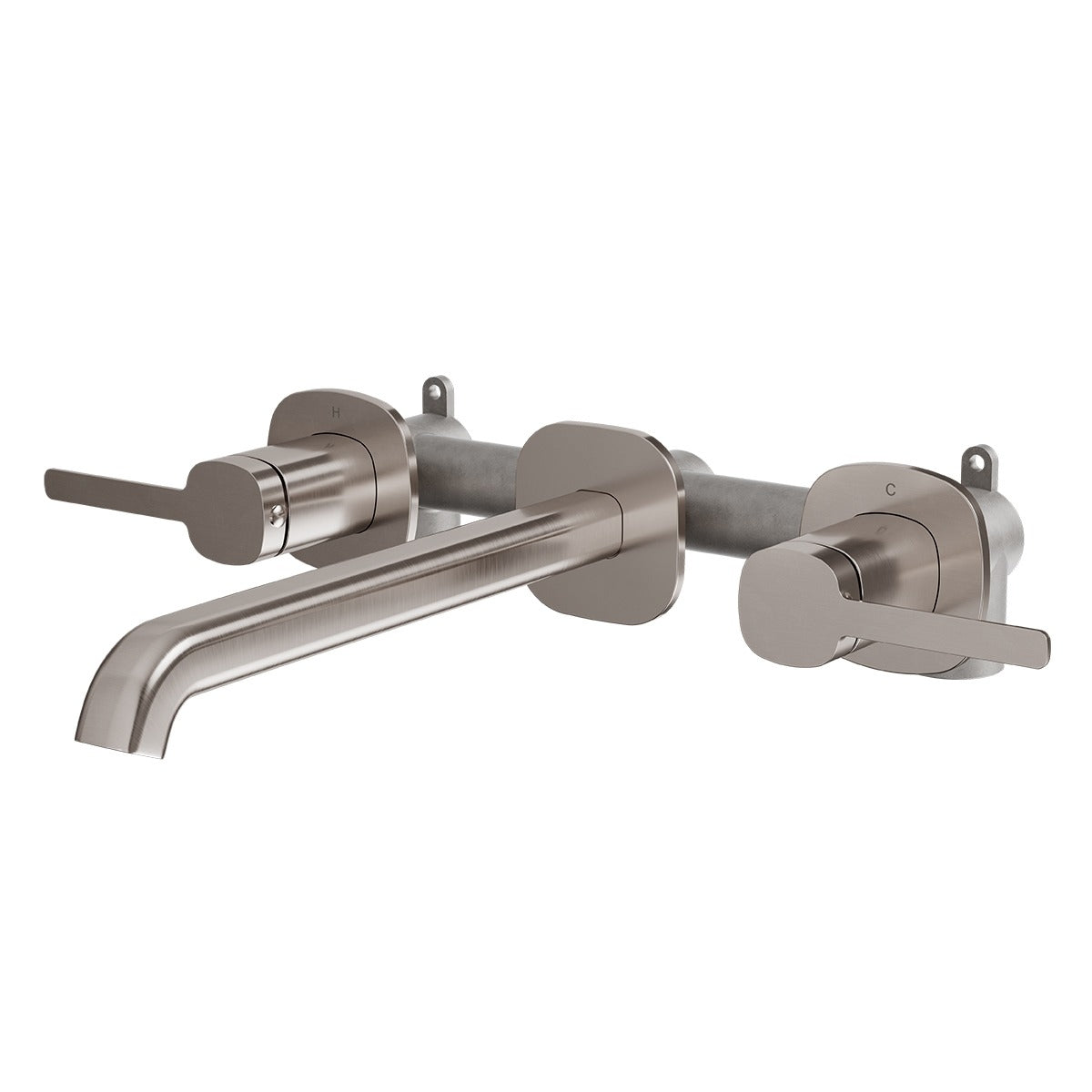 SYMMETRY In-Wall Top Lever Assemblies & 220mm Spout Kit Brushed Nickel