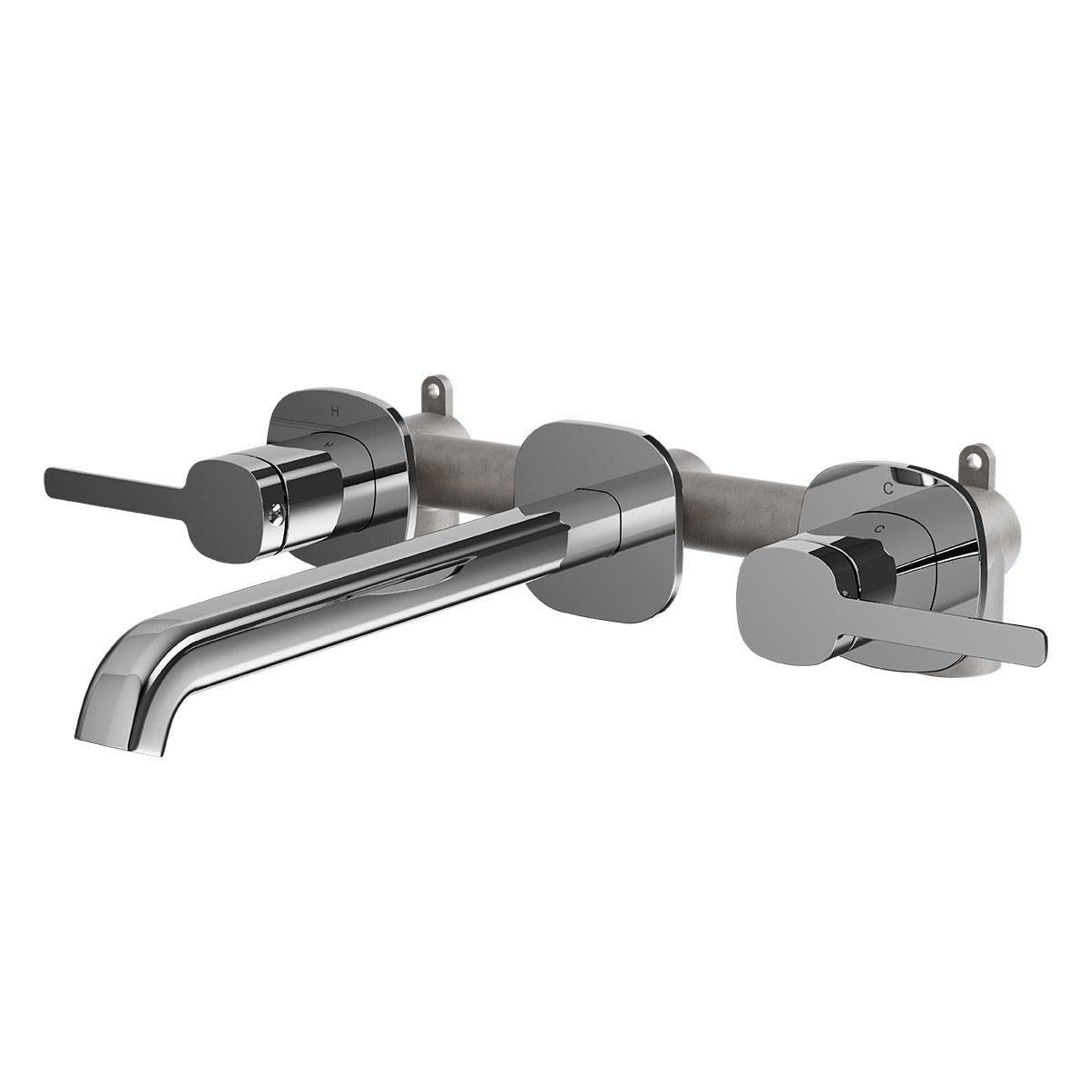 SYMMETRY In-Wall Top Lever Assemblies & 220mm Spout Kit Polished Stainless Steel
