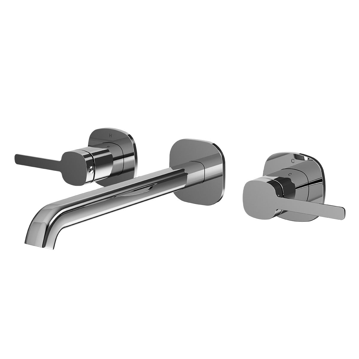 SYMMETRY In-Wall Top Lever Assemblies & 220mm Spout Kit Polished Stainless Steel