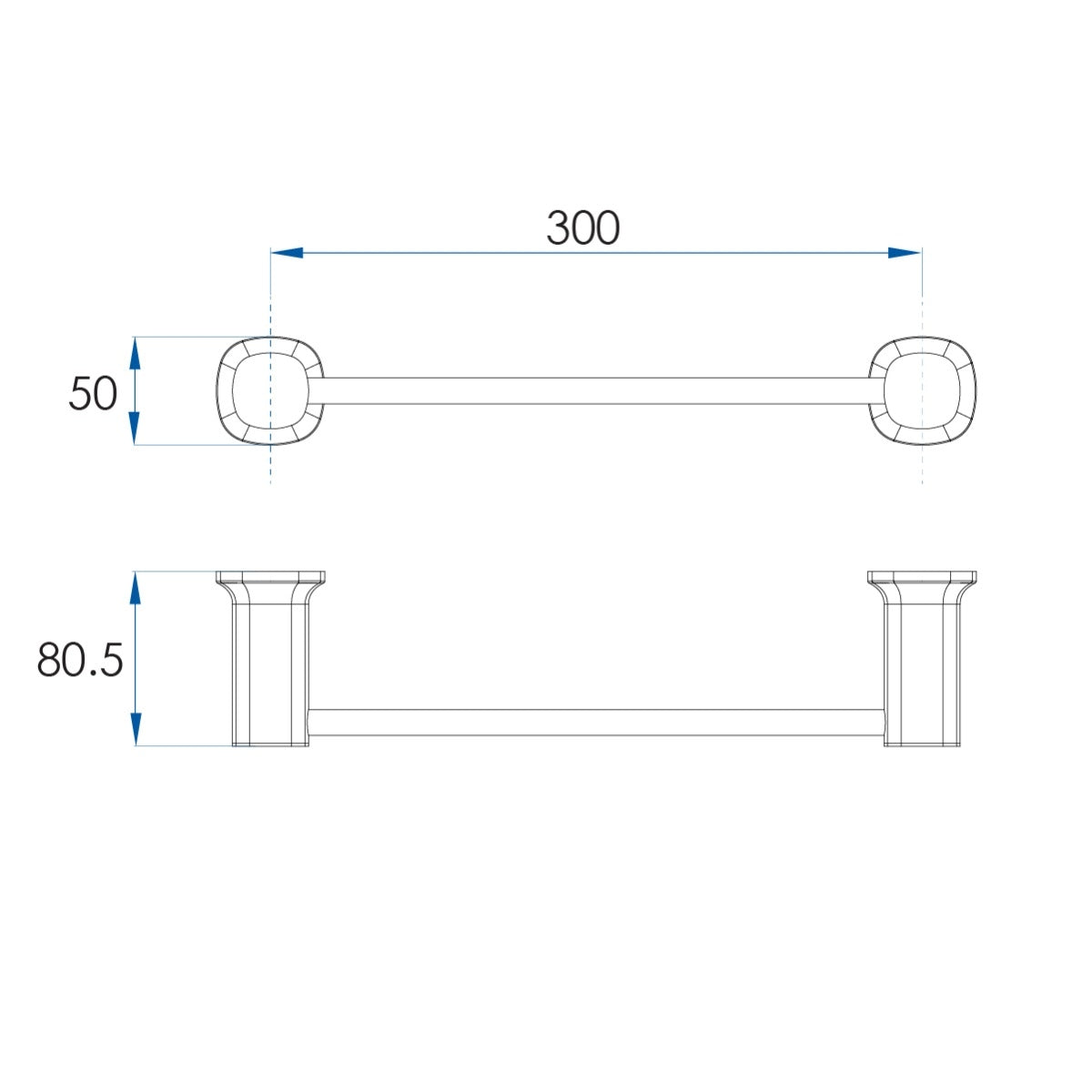 SYMMETRY Hand Towel Holder 300mm Polished Stainless Steel