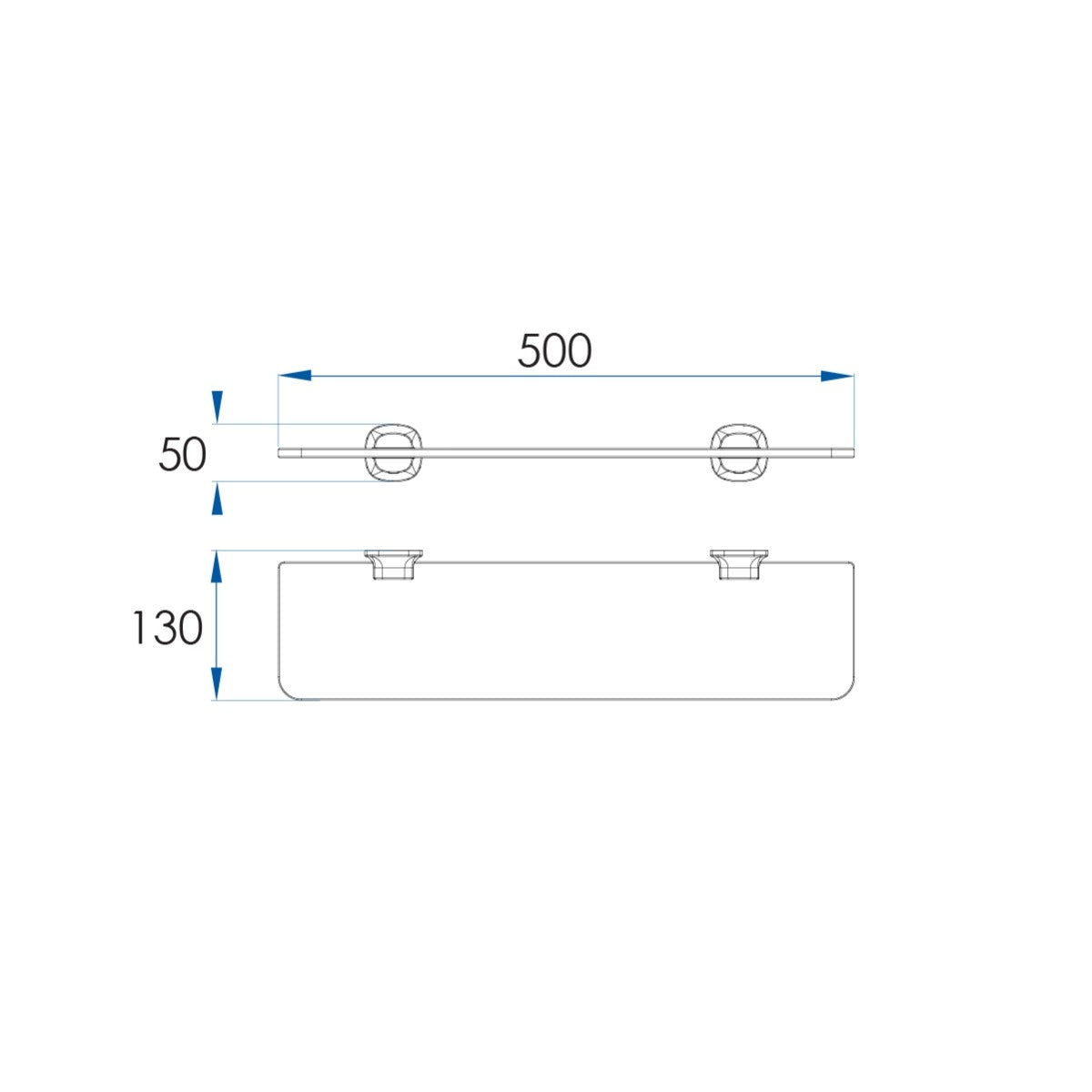 SYMMETRY Glass Shelf 500mm Titanium Bronze