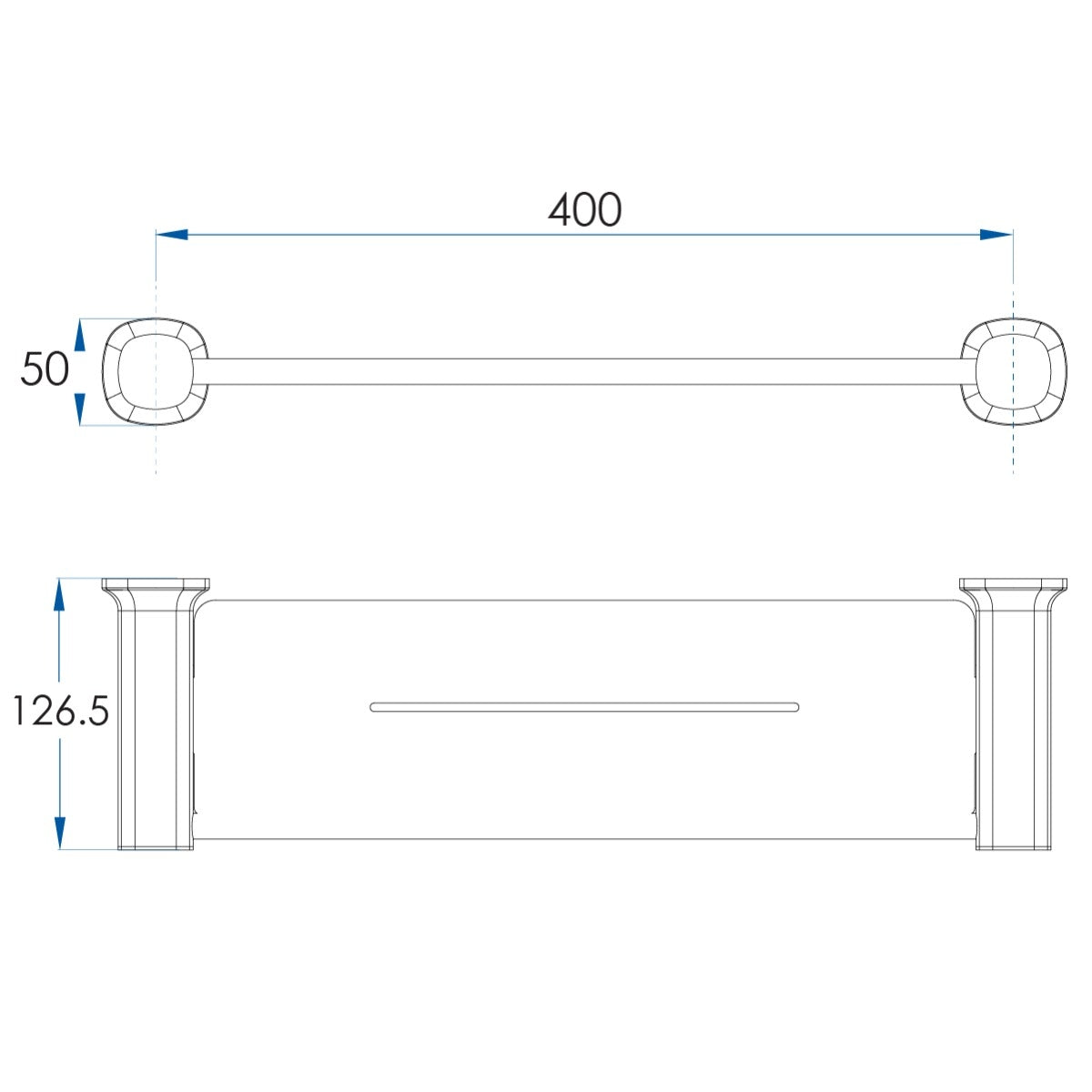 SYMMETRY Shower Shelf Polished Stainless Steel