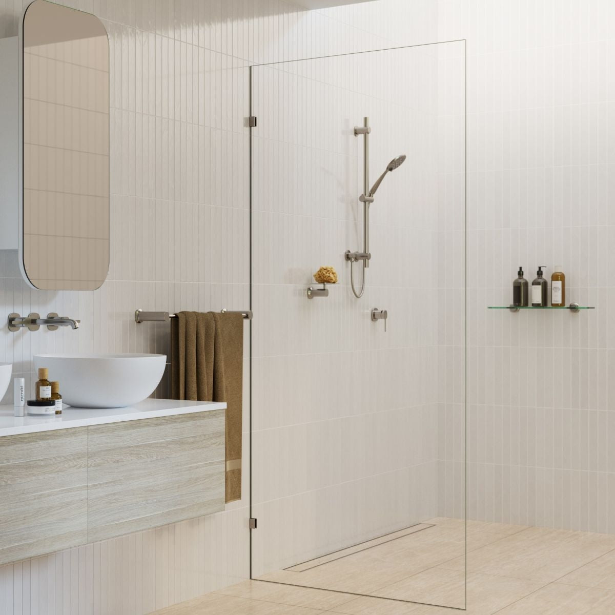 SYMMETRY In-Wall Top Lever Assemblies & 180mm Spout Kit Brushed Nickel