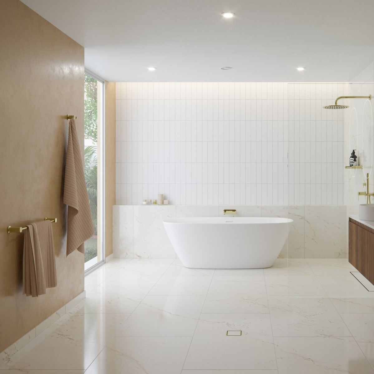 SYMMETRY Single Towel Rail 600mm Champagne Gold