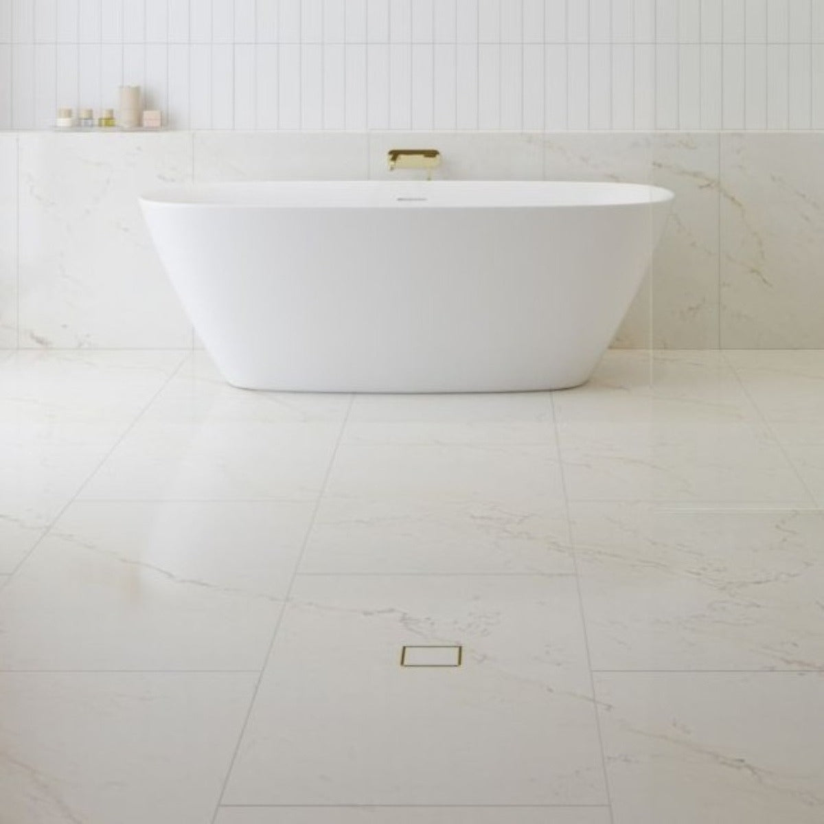 LIDO Square Tile Grate 125mm with DN100 Outlet Champagne Gold
