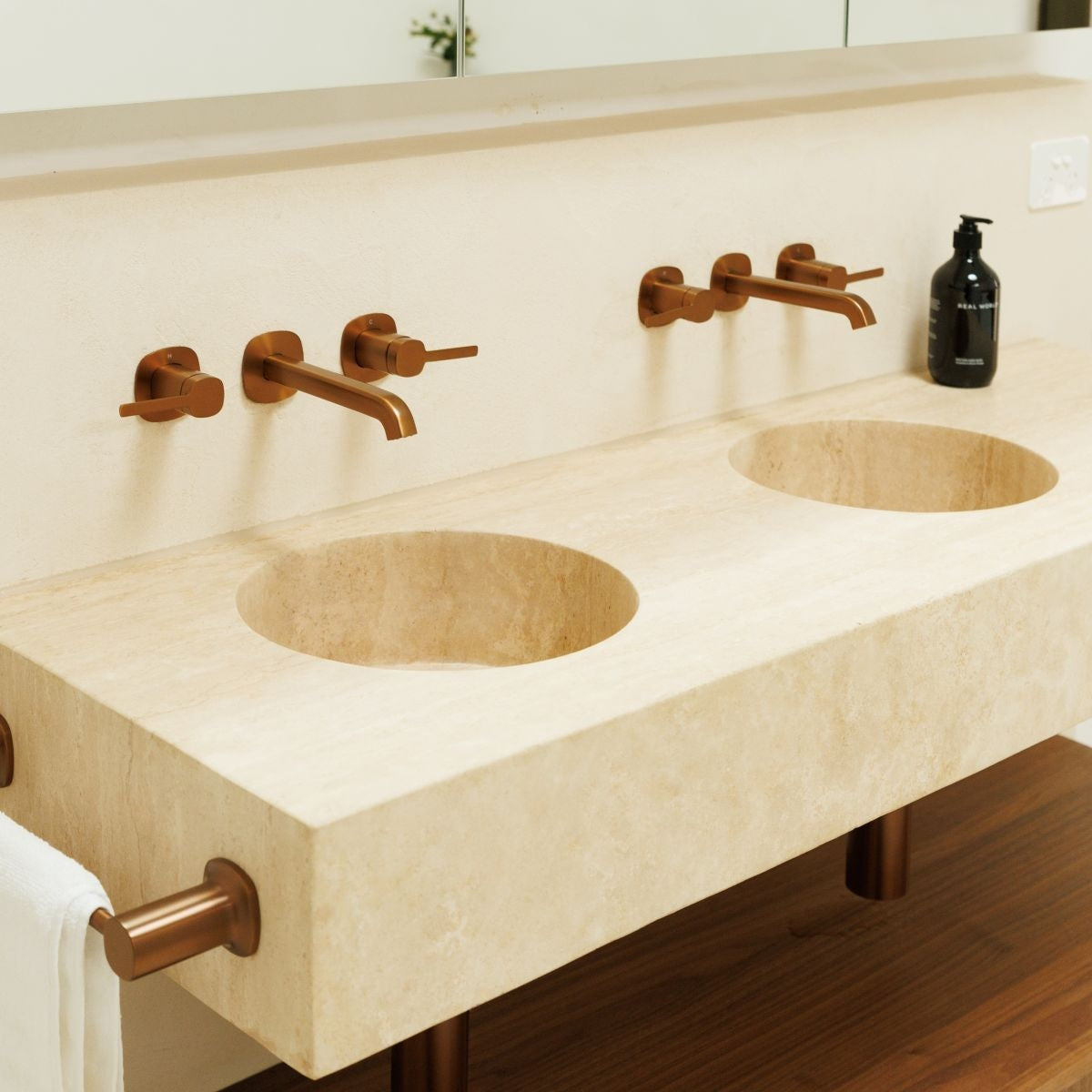 SYMMETRY In-Wall Top Lever Assemblies & 220mm Spout Kit Titanium Bronze