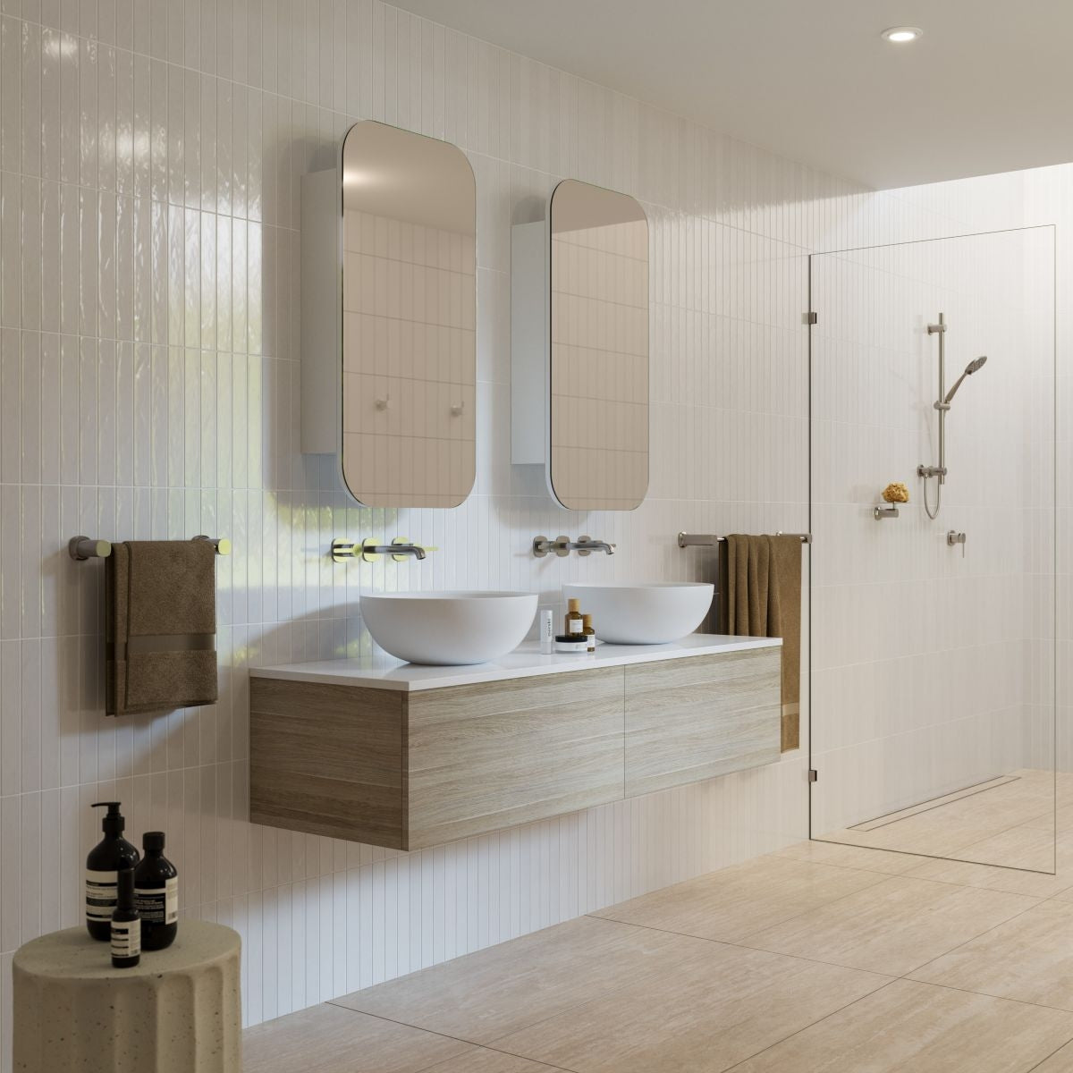 SYMMETRY In-Wall Top Lever Assemblies & 220mm Spout Kit Brushed Nickel