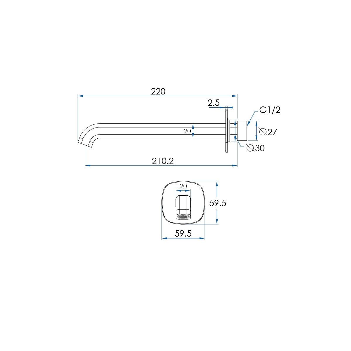 SYMMETRY Wall Spout 220mm Titanium Bronze