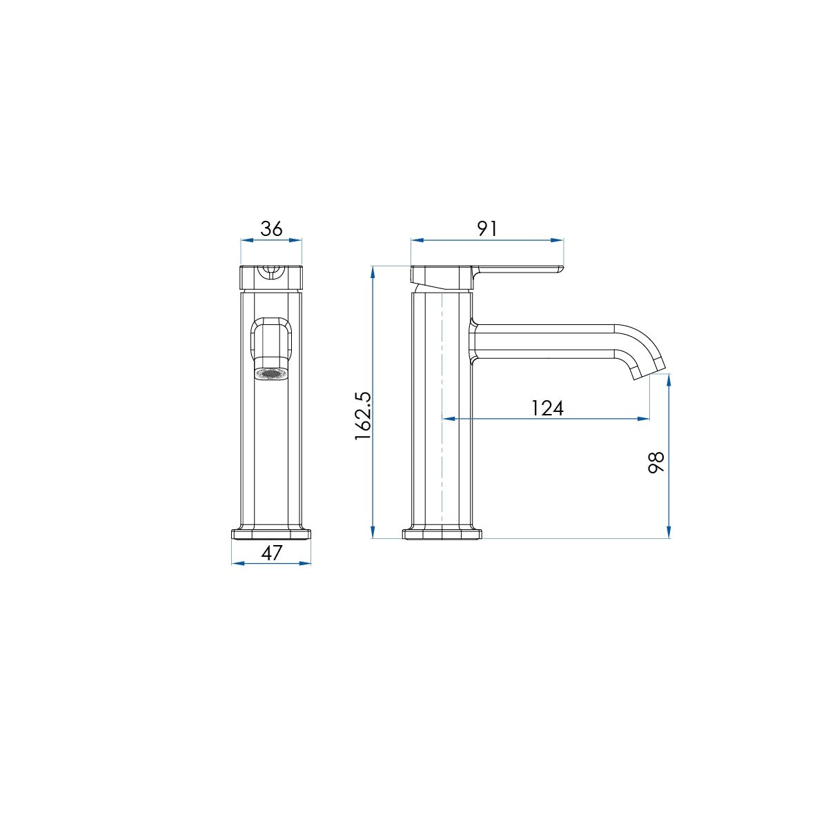 SYMMETRY Basin Mixer Polished Stainless Steel