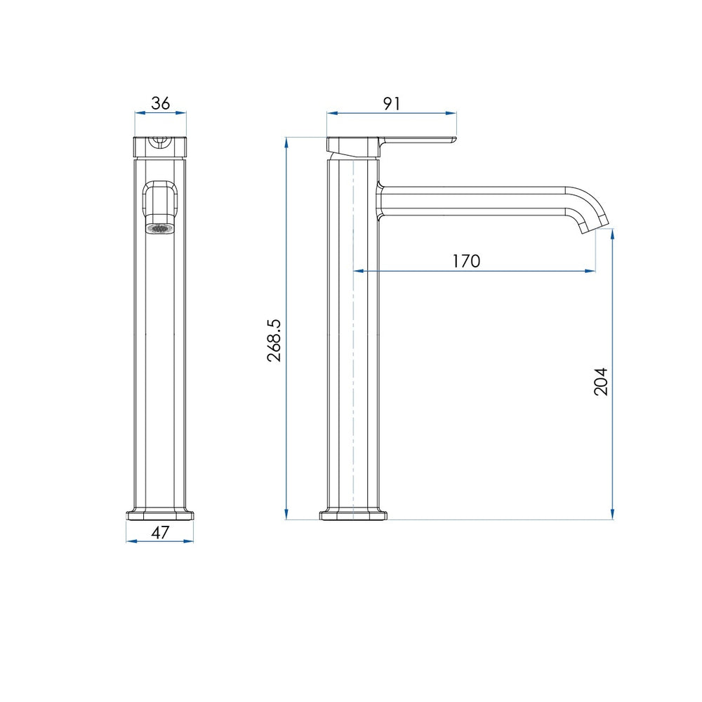 SYMMETRY Tall Basin Mixer Polished Stainless Steel