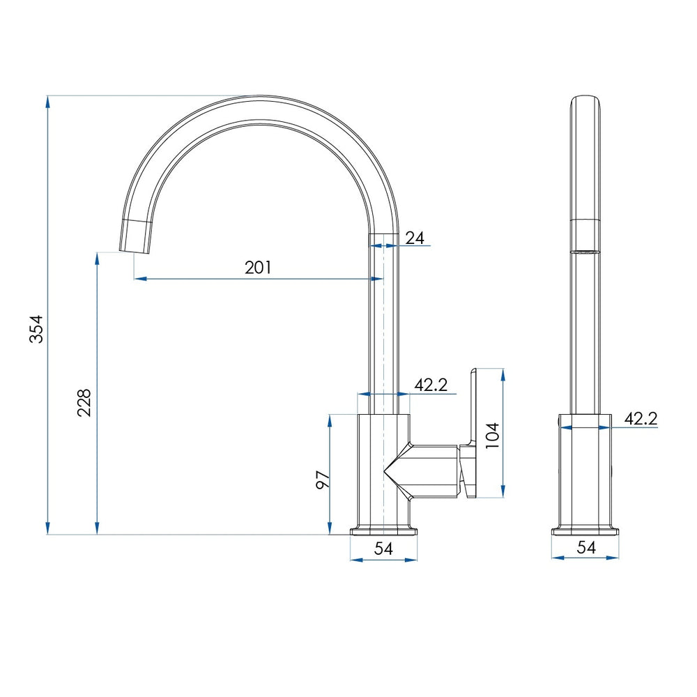 SYMMETRY Gooseneck Sink Mixer Polished Stainless Steel