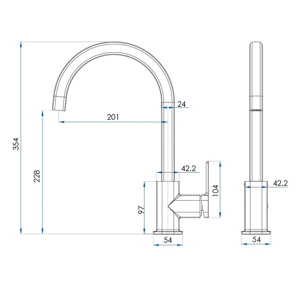 SYMMETRY Gooseneck Sink Mixer Champagne Gold