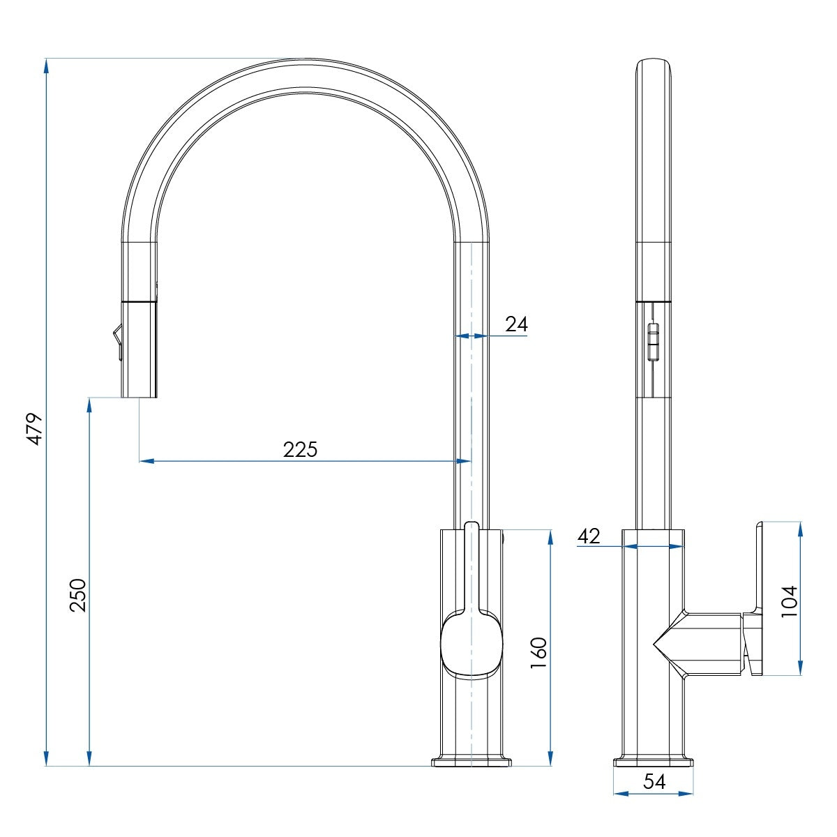 SYMMETRY Pullout Sink Mixer Brushed Champagne Gold