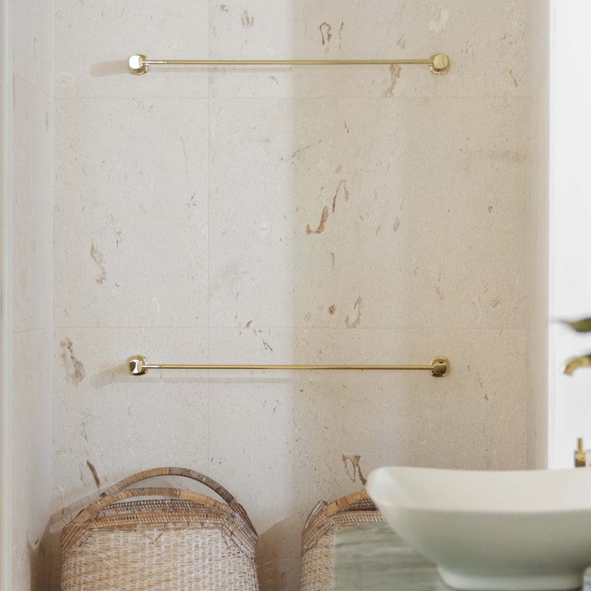 SYMMETRY Single Towel Rail 600mm Champagne Gold