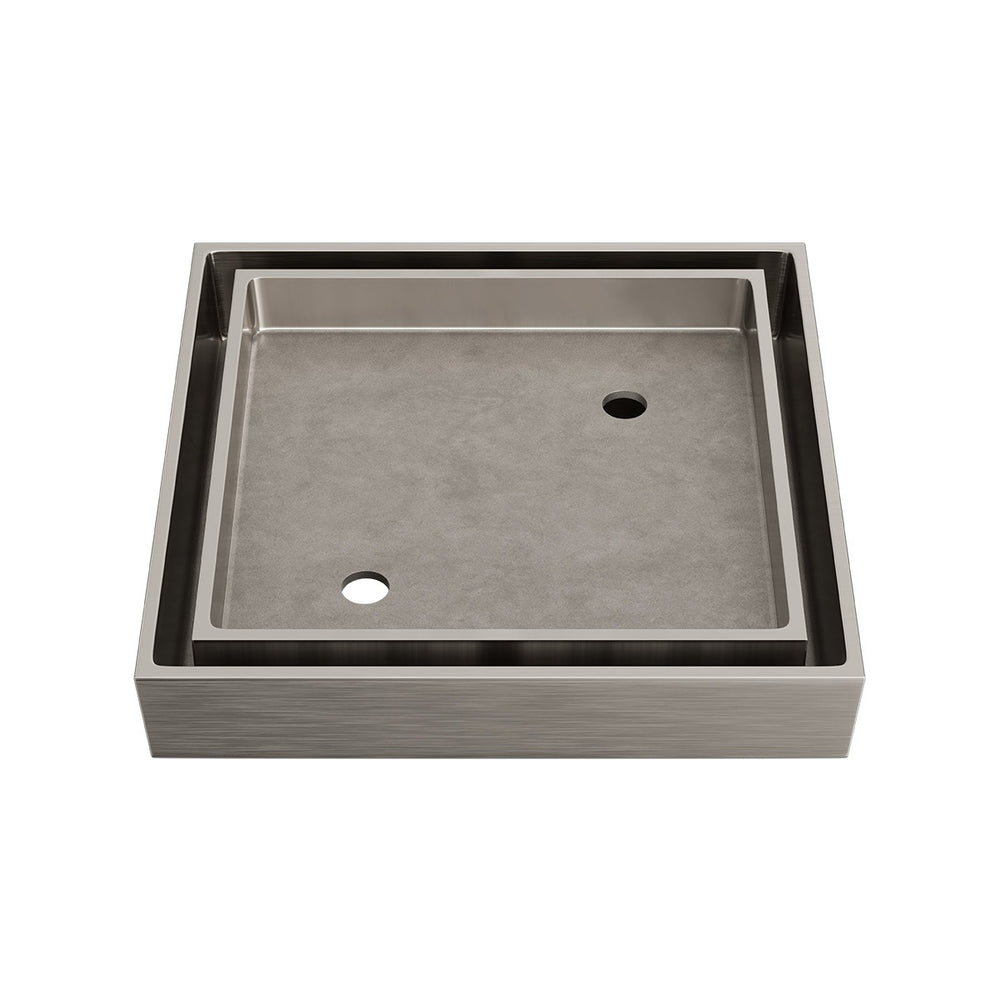 LIDO Square Tile Grate 125mm with DN80 Outlet  Brushed Nickel