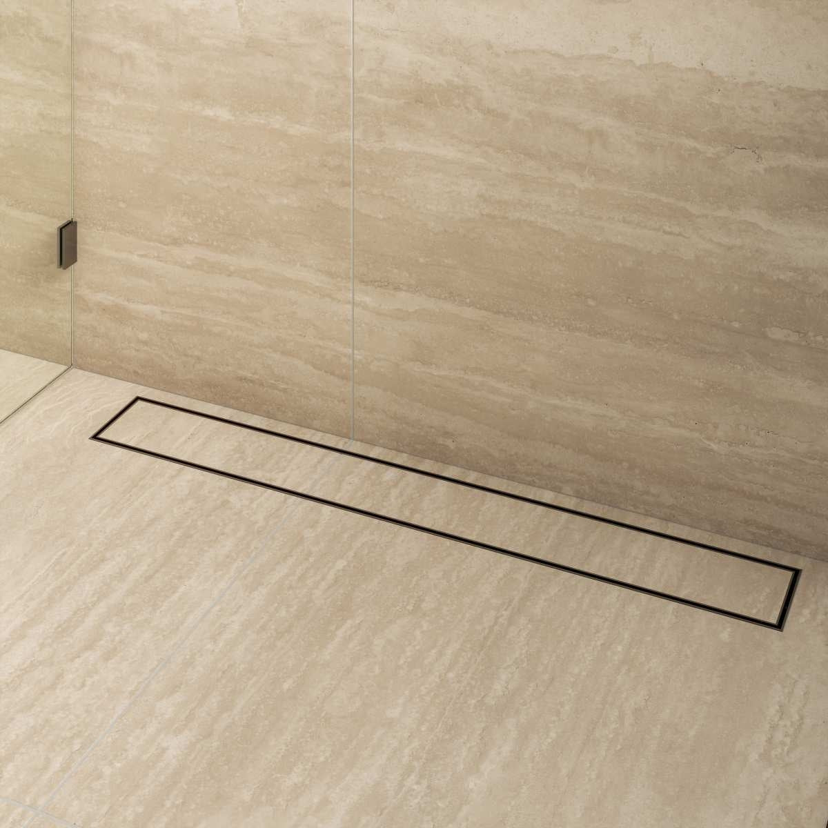 LIDO LINEAR Tile Floor Drain 900 x 100mm Gunmetal
