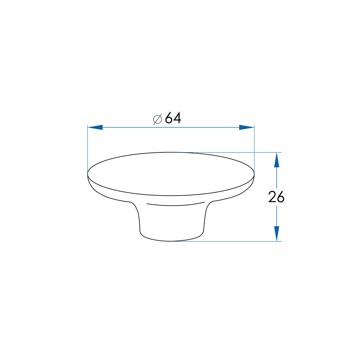 DISH Round Knob Handle 65mm Chrome (each)