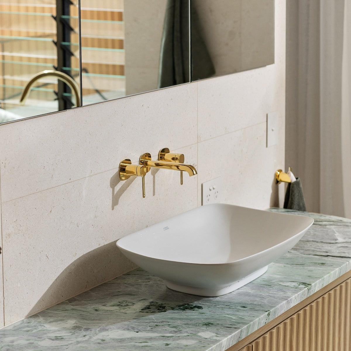 VERDE TEMPEST 30mm Thick Marble Stone Top 600mm