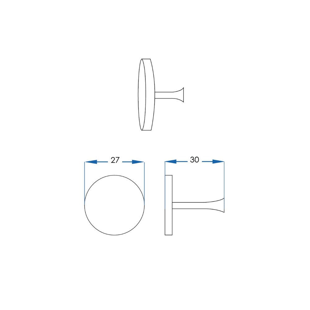 OLIVER Round Knob Handle 27mm Gunmetal (each)