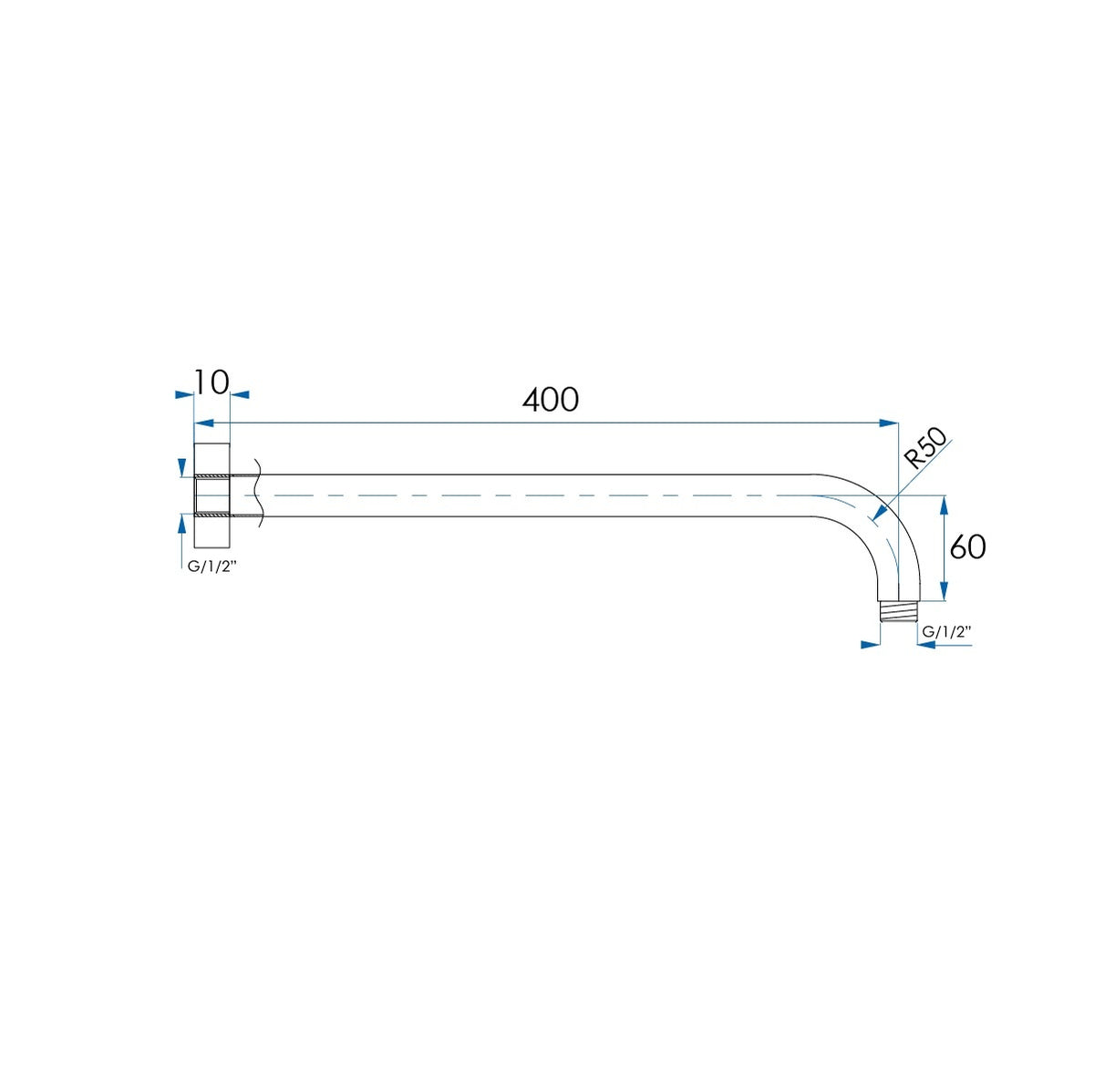 SPIN Shower Arm Champagne Gold 400mm