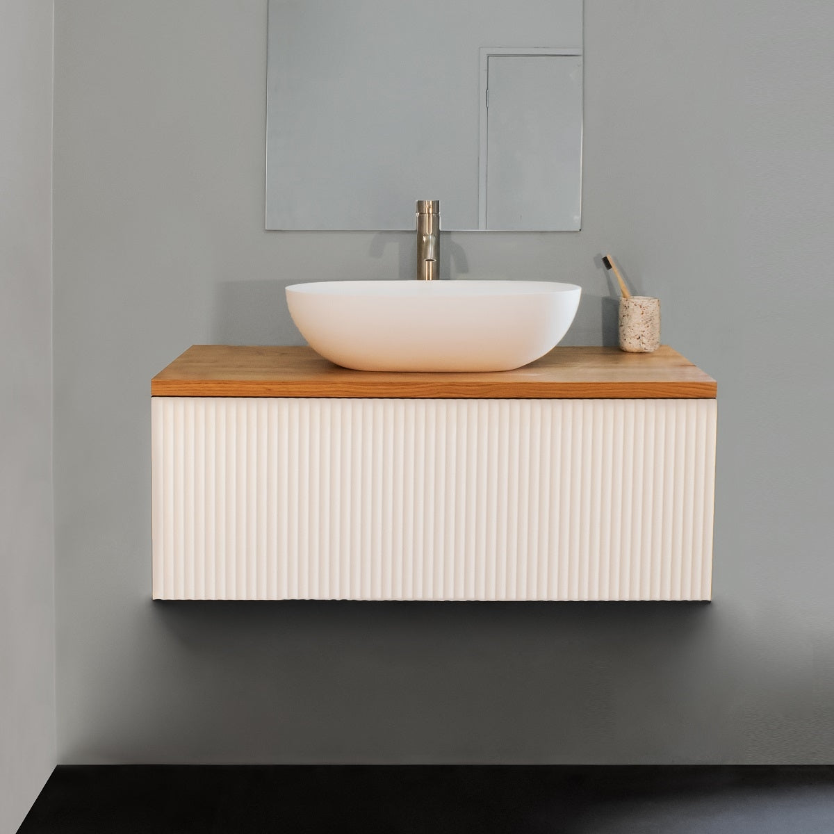 WAVE Wall Hung Vanity 900mm Matte White