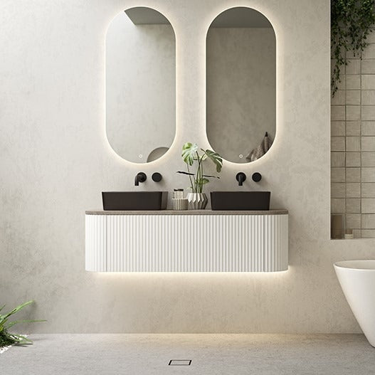 WAVE Curved Wall Hung Vanity 1200mm Matte White