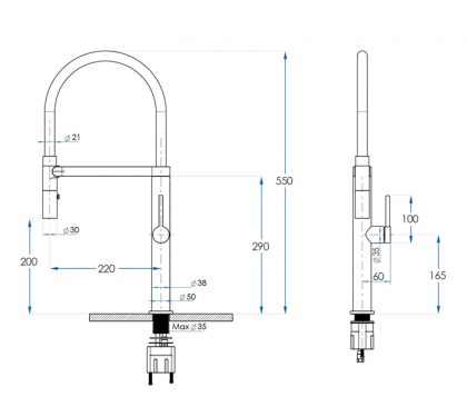 Spin Pull Down Sink Mixer Tech