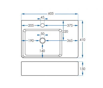 Kubica Wall Hung Basin LHB Tech