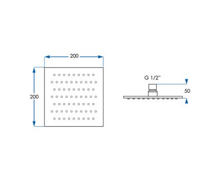 Monsoon 200mm Square Slim Shower Head Tech