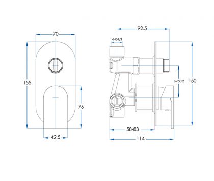 Ollie In Wall Mixer with Diverter Tech