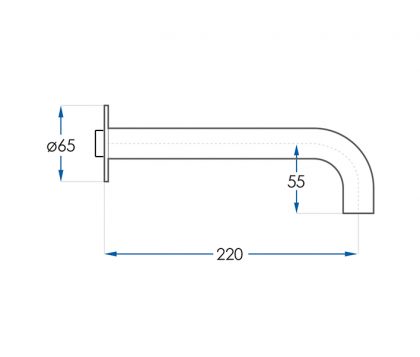 Spin Bath Wall Spout 220mm Tech