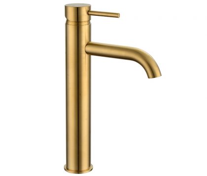 Spin Tall Basin Mixer Brushed Brass