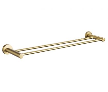 Spin Double Towel Rail 600mm Brushed Brass