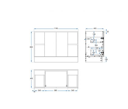 Lyra Floor Mount Vanity 1200mm Tech
