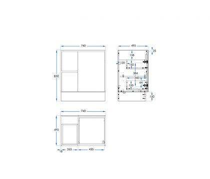 Lyra Floor Mount Vanity Cabinet without Top 750mm Tech
