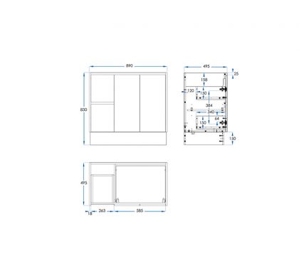 Lyra Floor Mount Vanity 900mm Tech