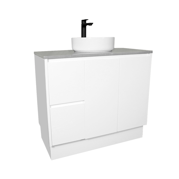 LYRA Floor Mount Vanity Gloss White 900mm - Casa Lusso