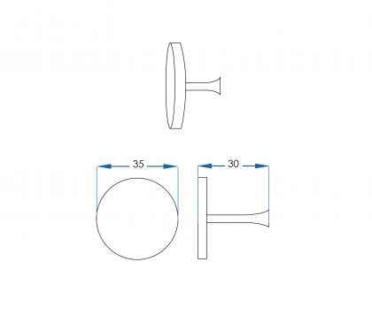 Oliver Vanity Round Handle 35mm Tech