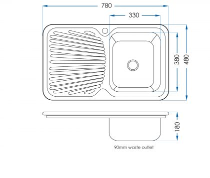 Lava Single Bowl Sink with Drainer (Right) Tech